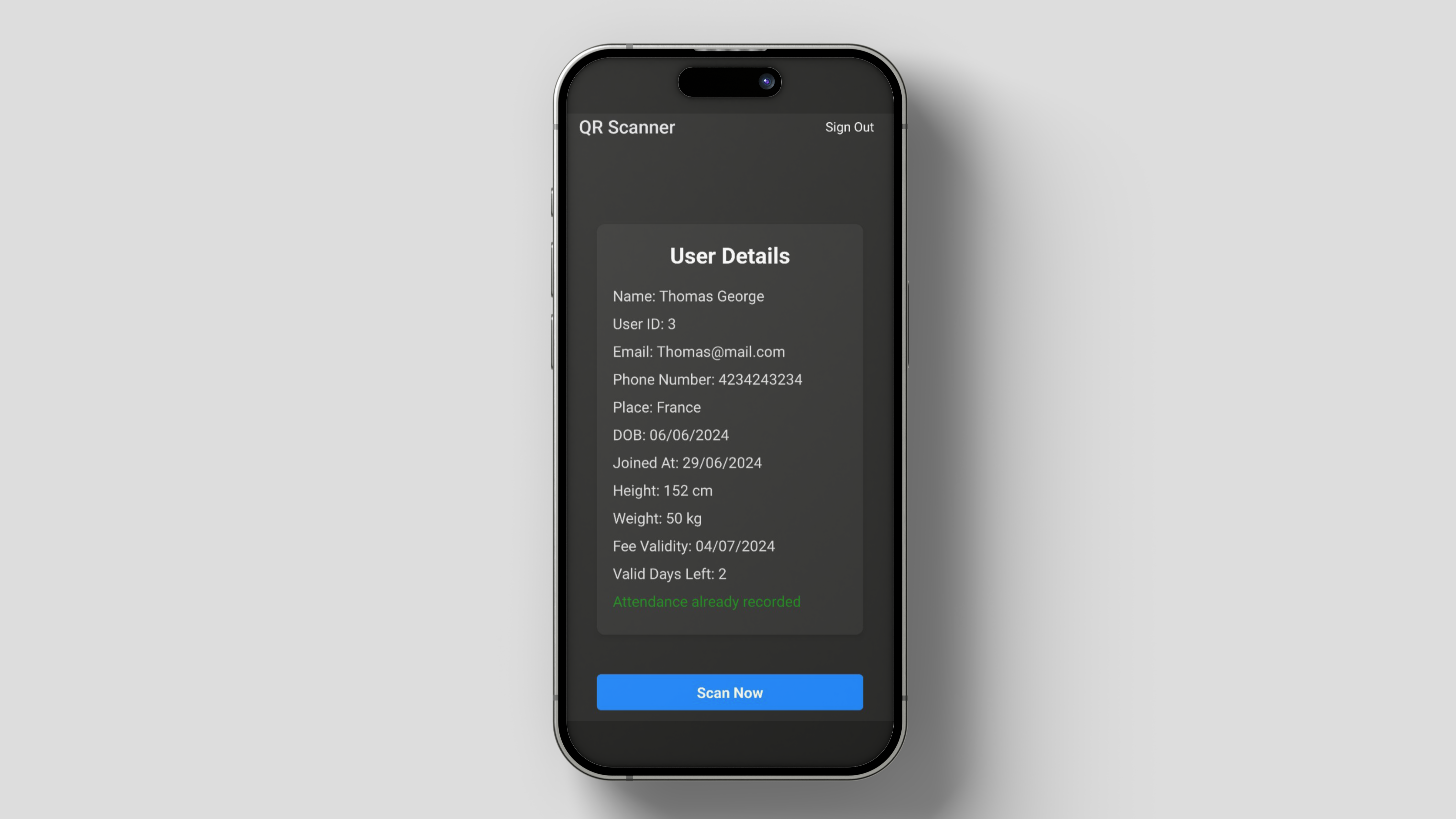 Gym Subscription Scanner