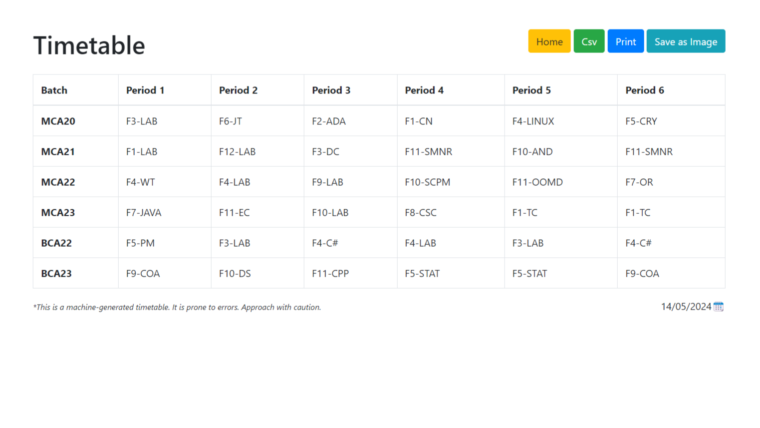 Timetable Generator